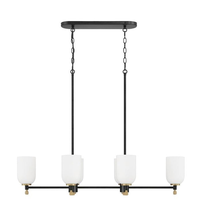 Craftmade Council 6 Light Island, Black/Brass/White Frosted