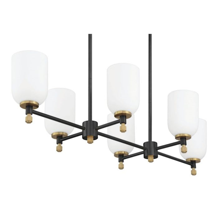 Craftmade Council 6 Light Island, Black/Brass/White Frosted
