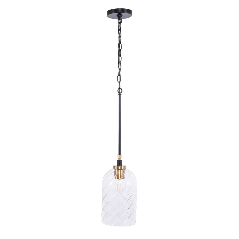 Craftmade Council 1Lt Pendant, Black/Brs/Clear, Black/Satin Brass