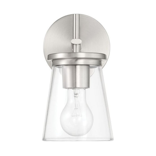 Craftmade Connell 1 Light Wall Sconce, Nickel/Clear - 60401-BNK