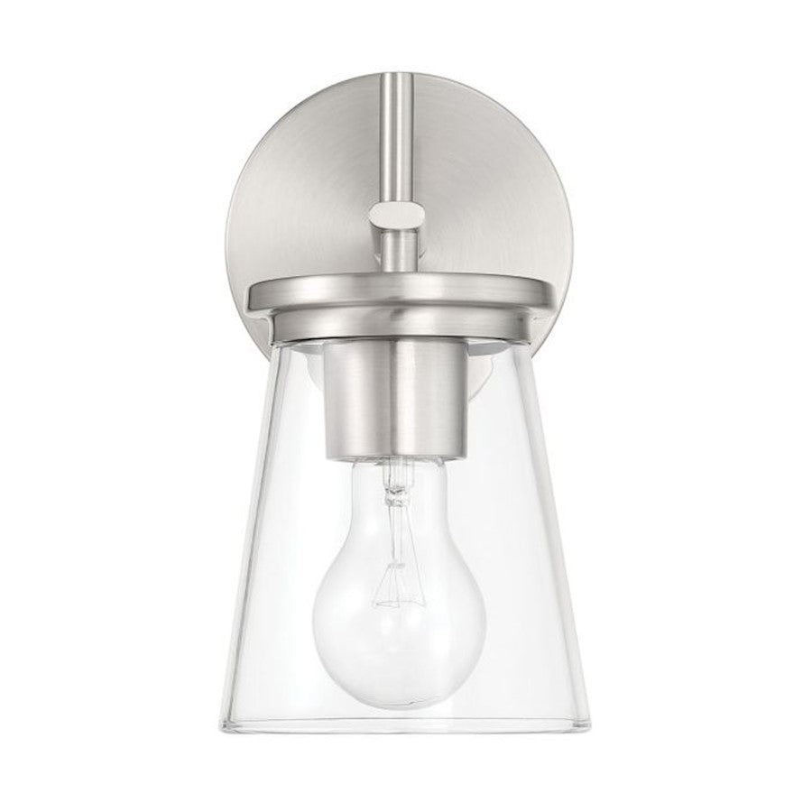 Craftmade Connell 1 Light Wall Sconce, Nickel/Clear - 60401-BNK
