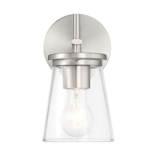 Craftmade Connell 1 Light Wall Sconce, Nickel/Clear