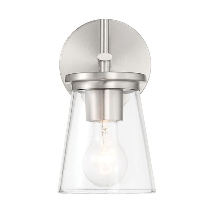 Craftmade Connell 1 Light Wall Sconce, Nickel/Clear