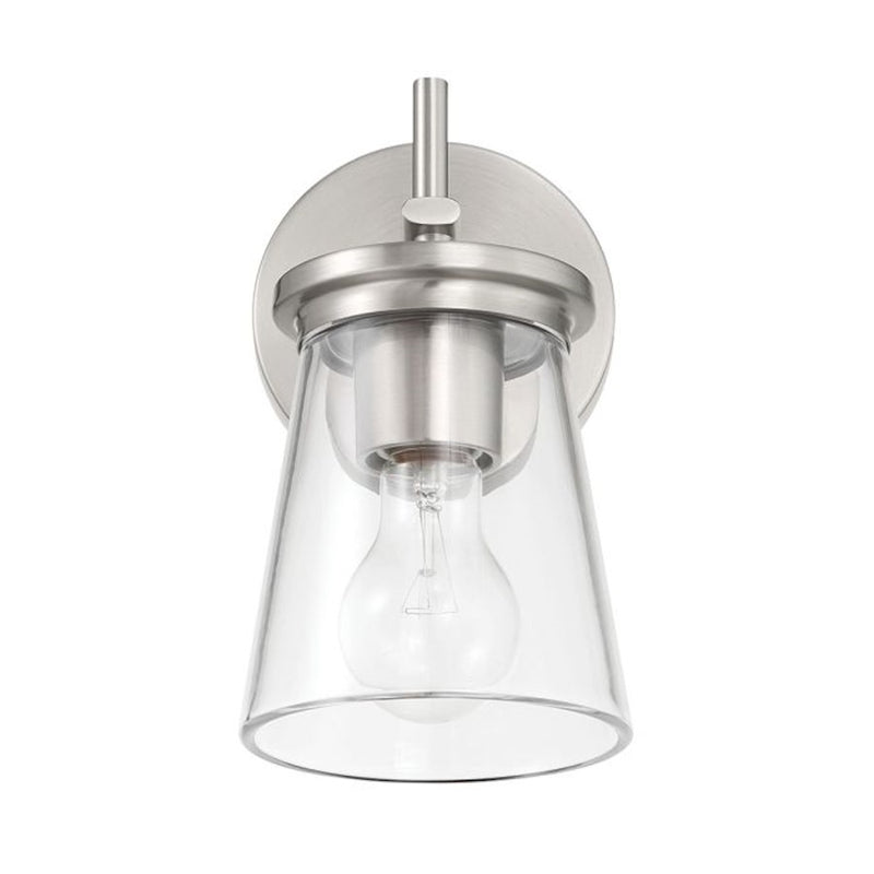 Craftmade Connell 1 Light Wall Sconce, Nickel/Clear