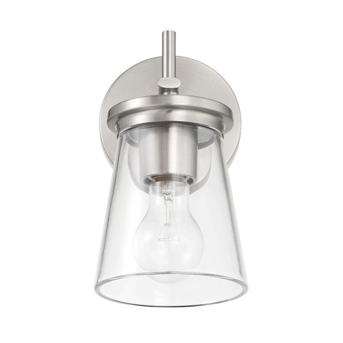Craftmade Connell 1 Light Wall Sconce, Nickel/Clear