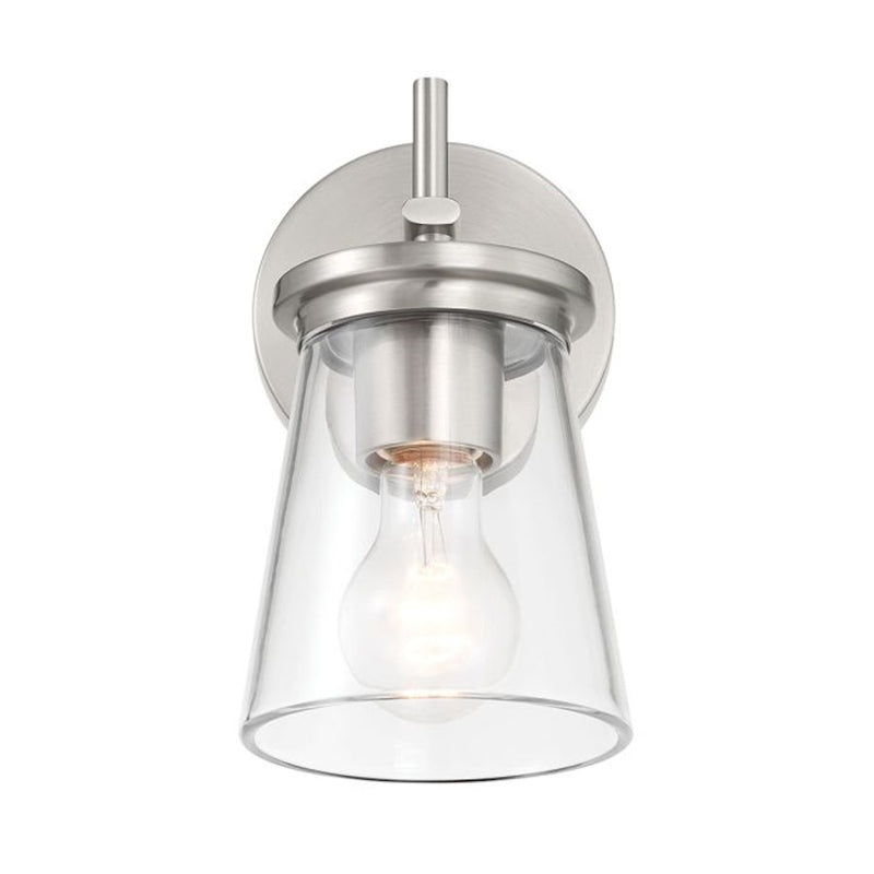 Craftmade Connell 1 Light Wall Sconce, Nickel/Clear