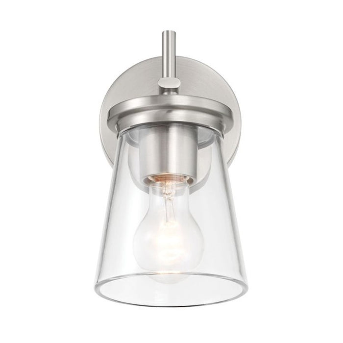 Craftmade Connell 1 Light Wall Sconce, Nickel/Clear
