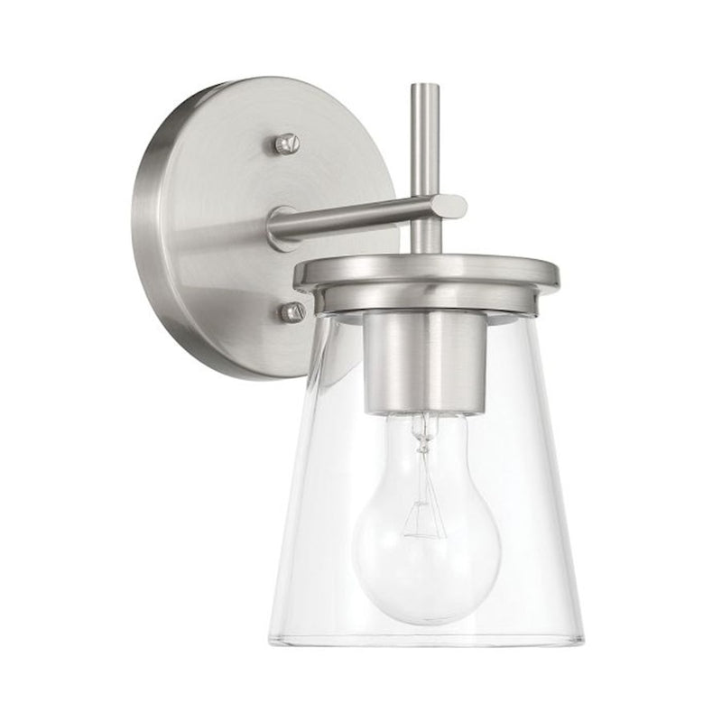 Craftmade Connell 1 Light Wall Sconce, Nickel/Clear