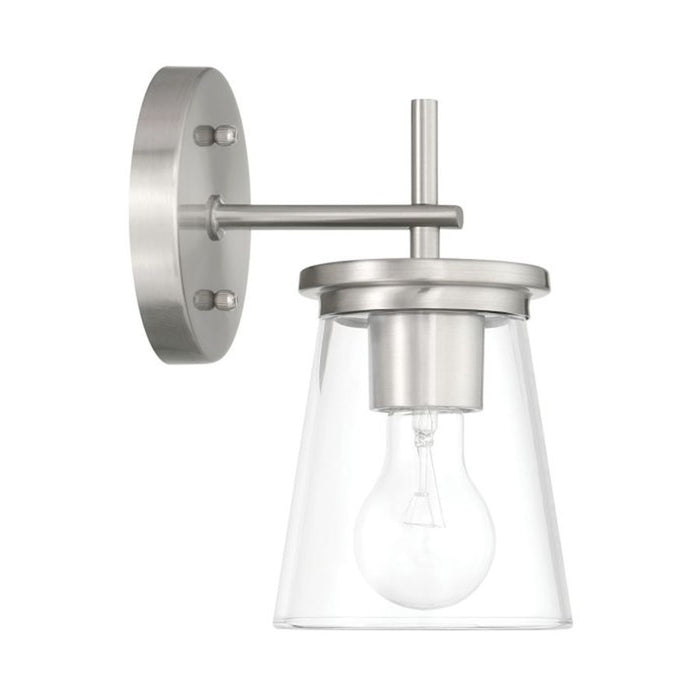 Craftmade Connell 1 Light Wall Sconce, Nickel/Clear