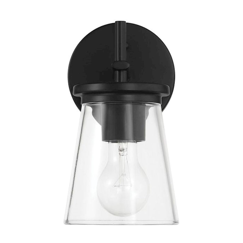 Craftmade Connell 1 Light Wall Sconce, Black/Clear