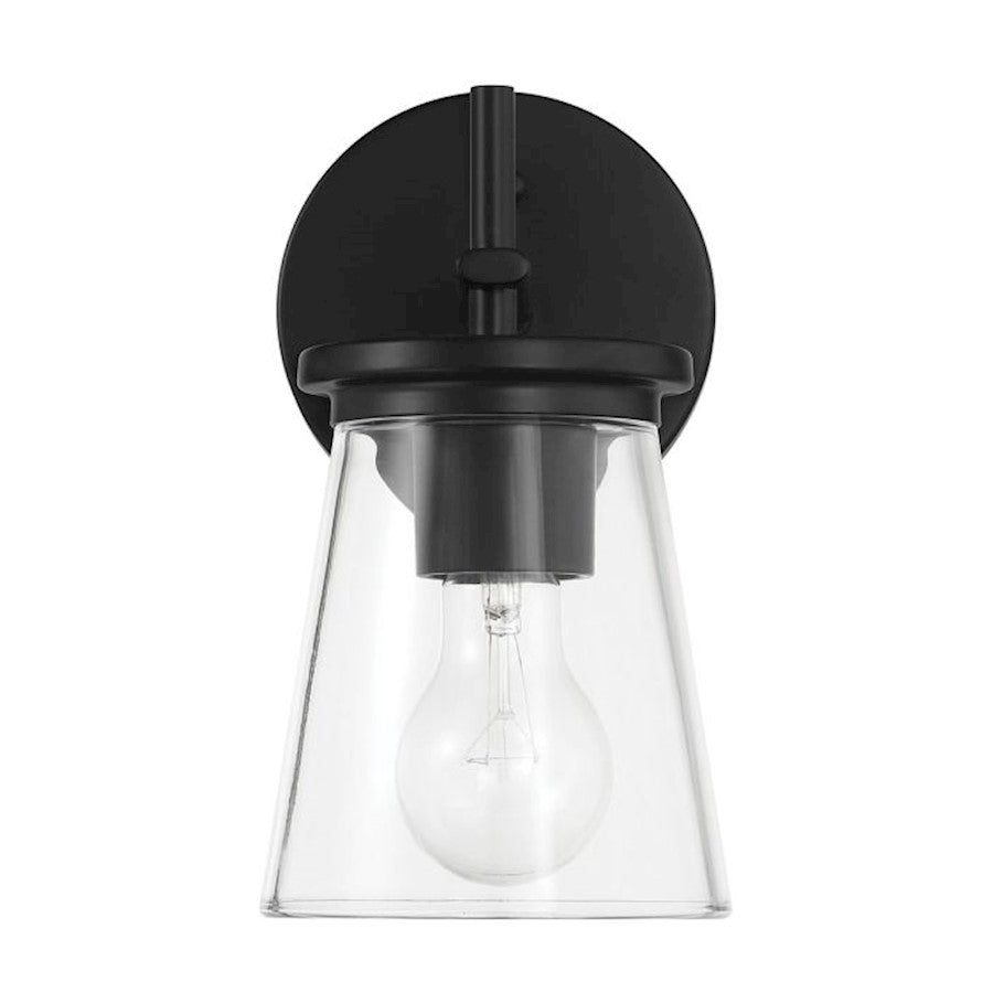Craftmade Connell 1 Light Wall Sconce, Black/Clear - 60401-FB