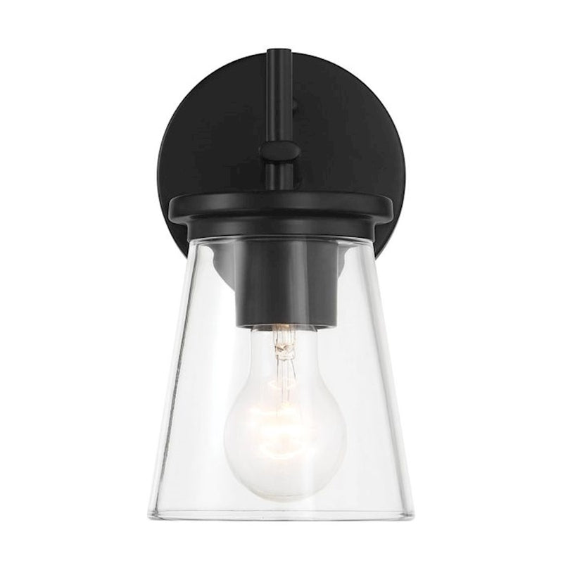 Craftmade Connell 1 Light Wall Sconce, Black/Clear