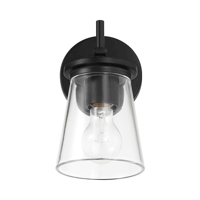 Craftmade Connell 1 Light Wall Sconce, Black/Clear