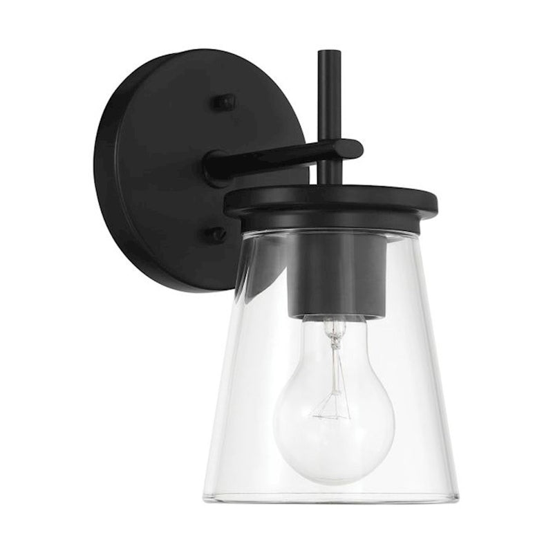 Craftmade Connell 1 Light Wall Sconce, Black/Clear