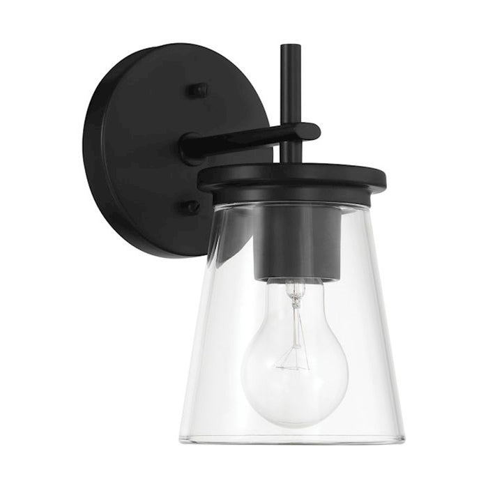 Craftmade Connell 1 Light Wall Sconce, Black/Clear