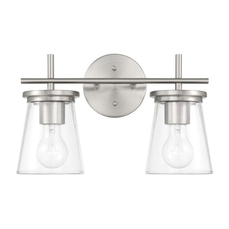 Craftmade Connell 2 Light Vanity, Nickel/Clear