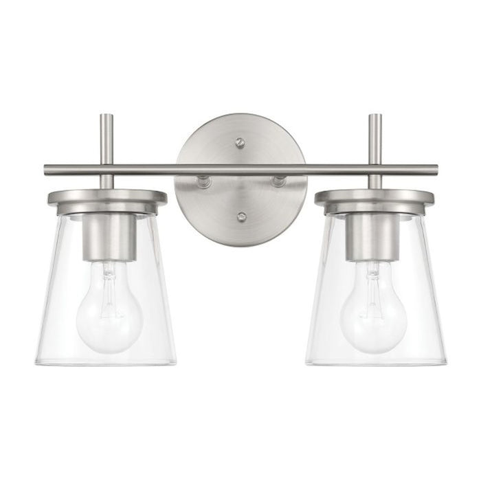 Craftmade Connell 2 Light Vanity, Nickel/Clear - 60402-BNK