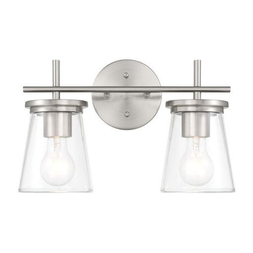 Craftmade Connell 2 Light Vanity, Nickel/Clear