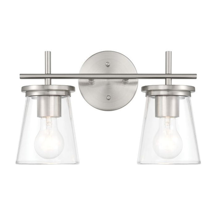 Craftmade Connell 2 Light Vanity, Nickel/Clear