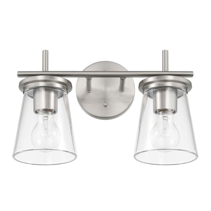 Craftmade Connell 2 Light Vanity, Nickel/Clear