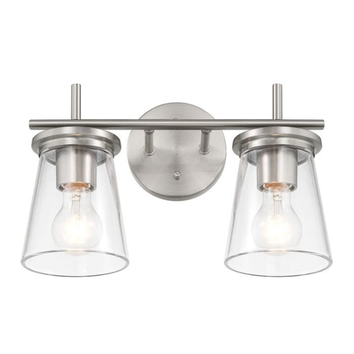Craftmade Connell 2 Light Vanity, Nickel/Clear