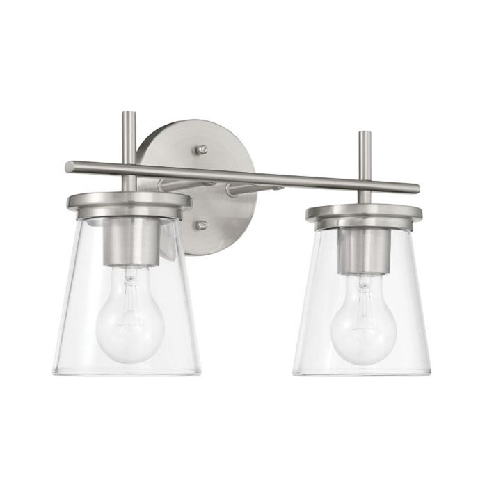 Craftmade Connell 2 Light Vanity, Nickel/Clear