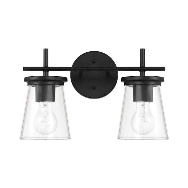 Craftmade Connell 2 Light Vanity, Black/Clear