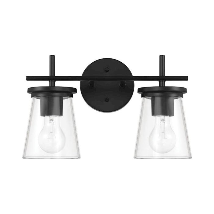 Craftmade Connell 2 Light Vanity, Black/Clear - 60402-FB