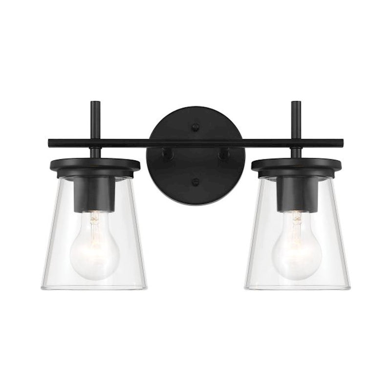 Craftmade Connell 2 Light Vanity, Black/Clear