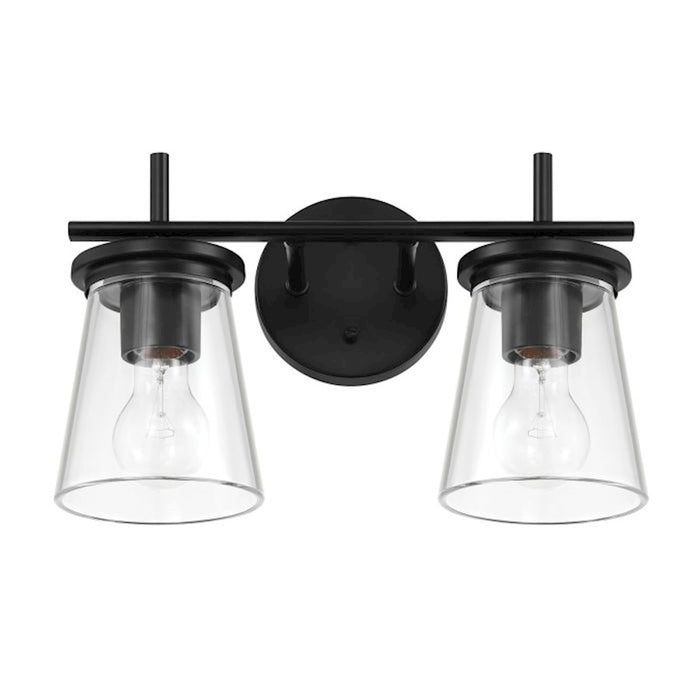 Craftmade Connell 2 Light Vanity, Black/Clear