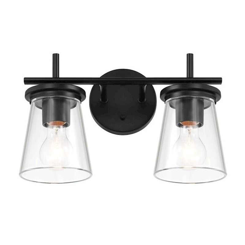 Craftmade Connell 2 Light Vanity, Black/Clear