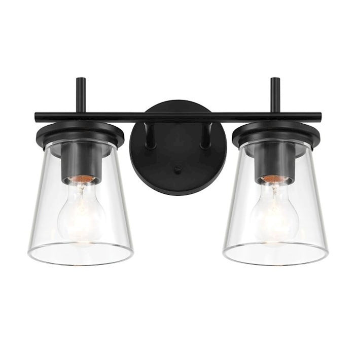 Craftmade Connell 2 Light Vanity, Black/Clear