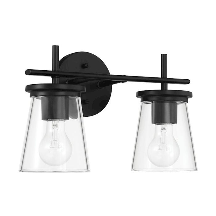 Craftmade Connell 2 Light Vanity, Black/Clear