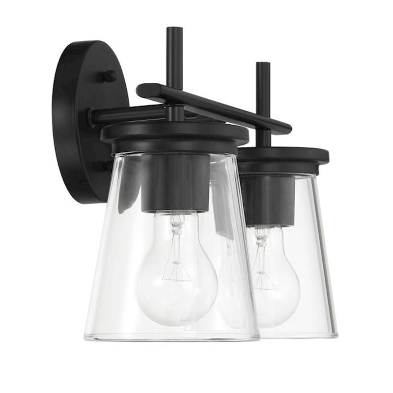 Craftmade Connell 2 Light Vanity, Black/Clear