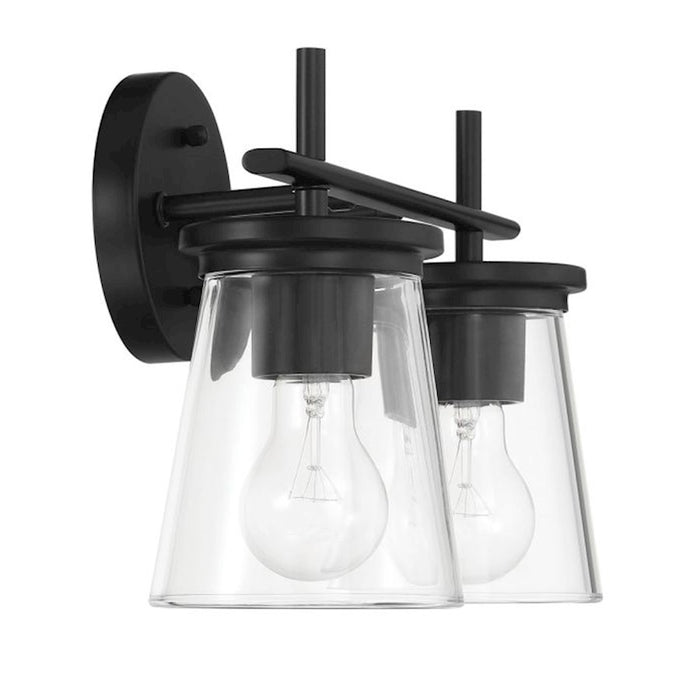 Craftmade Connell 2 Light Vanity, Black/Clear