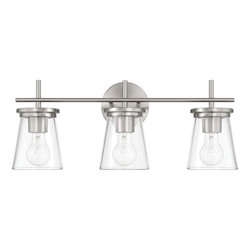 Craftmade Connell 3 Light Vanity, Nickel/Clear