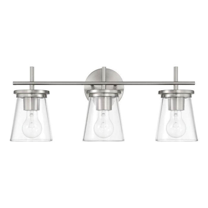Craftmade Connell 3 Light Vanity, Nickel/Clear - 60403-BNK