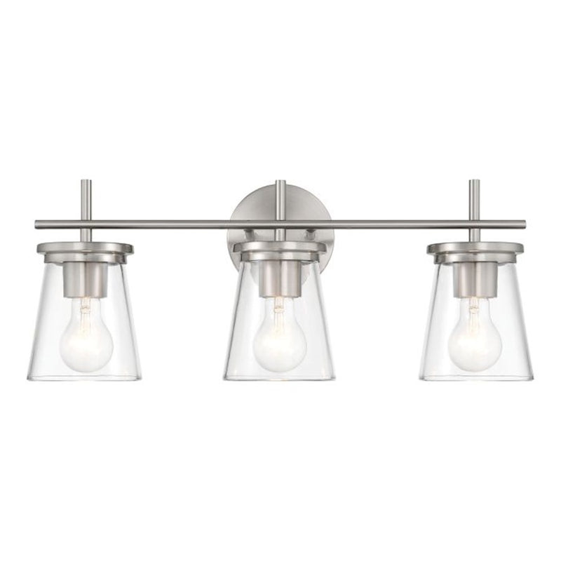 Craftmade Connell 3 Light Vanity, Nickel/Clear