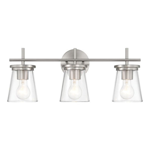 Craftmade Connell 3 Light Vanity, Nickel/Clear