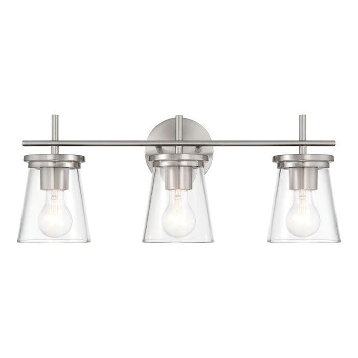 Craftmade Connell 3 Light Vanity, Nickel/Clear