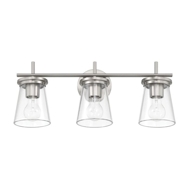 Craftmade Connell 3 Light Vanity, Nickel/Clear