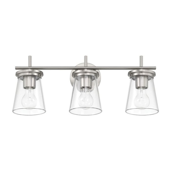 Craftmade Connell 3 Light Vanity, Nickel/Clear