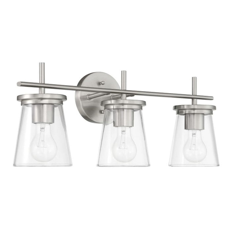 Craftmade Connell 3 Light Vanity, Nickel/Clear