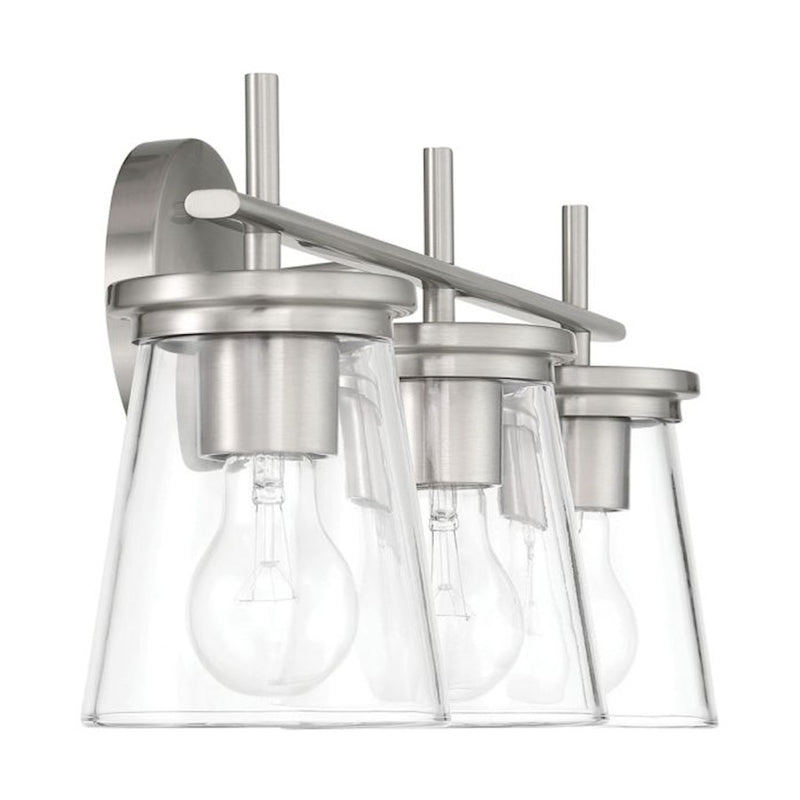 Craftmade Connell 3 Light Vanity, Nickel/Clear