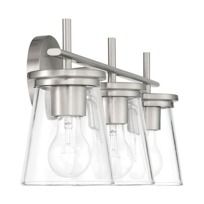 Craftmade Connell 3 Light Vanity, Nickel/Clear