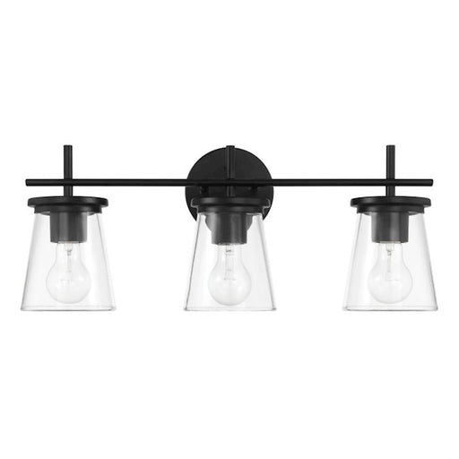 Craftmade Connell 3 Light Vanity, Black/Clear - 60403-FB