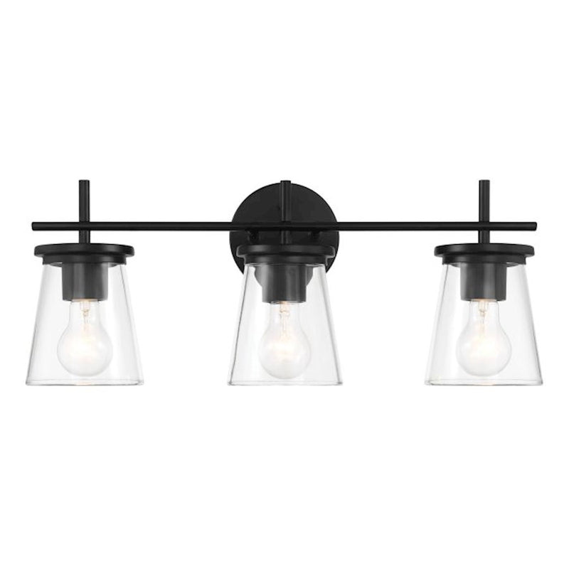 Craftmade Connell 3 Light Vanity, Black/Clear