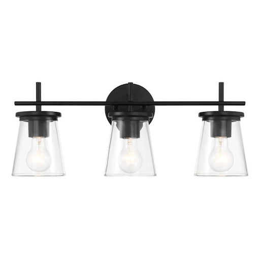 Craftmade Connell 3 Light Vanity, Black/Clear