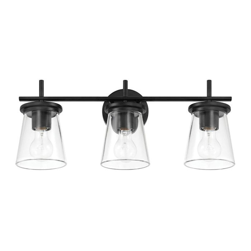 Craftmade Connell 3 Light Vanity, Black/Clear
