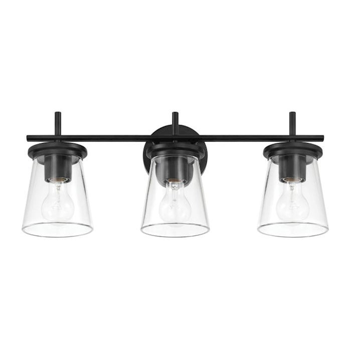 Craftmade Connell 3 Light Vanity, Black/Clear